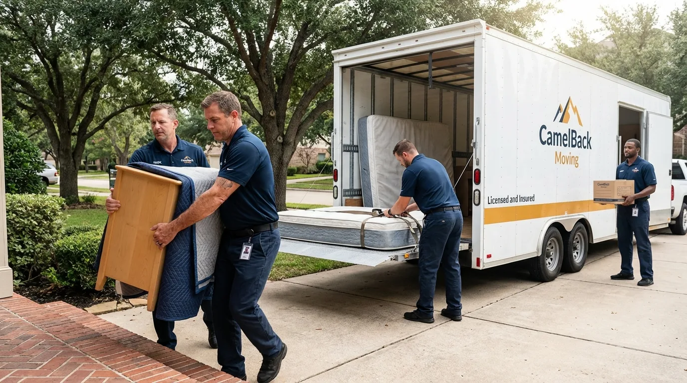 Crew loading residential truck for cross-state move from Centre, AL